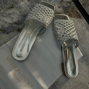 All leather Silver Slides - Made in Brazil